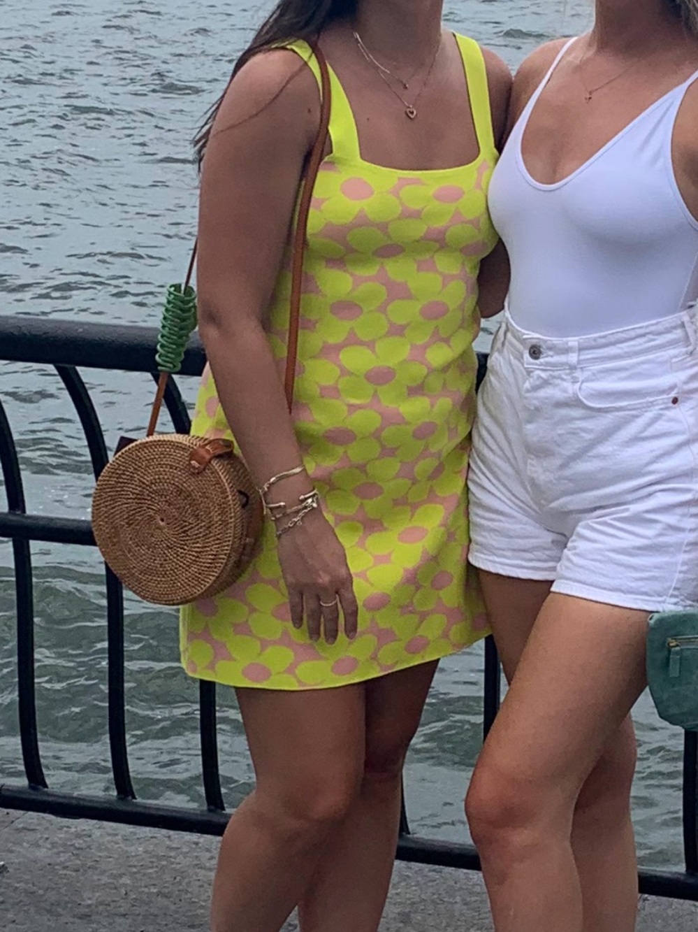 ZARA Yellow Pink Floral Knit Tank Dress